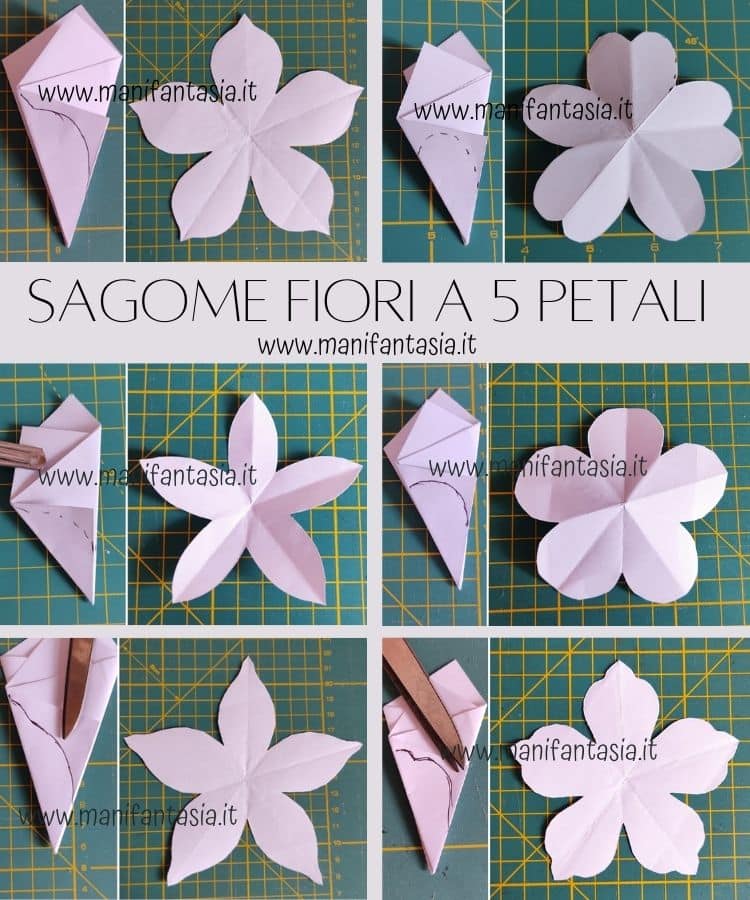 Come fare una sagoma per fiori di carta 5-8 petali - ManiFantasia